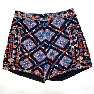 Embroidered High Rise Shorts